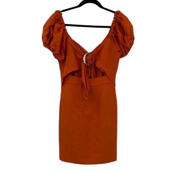 Significant Other Amber Linen Blend Cutout Puff Sleeve Solace Mini Dress Size 2 - Picture 2 of 7